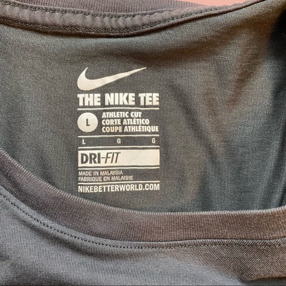 Nike Dri Fit Gray & Lime Green Yellow Swoosh Tee T Shirt - Picture 7 of 8